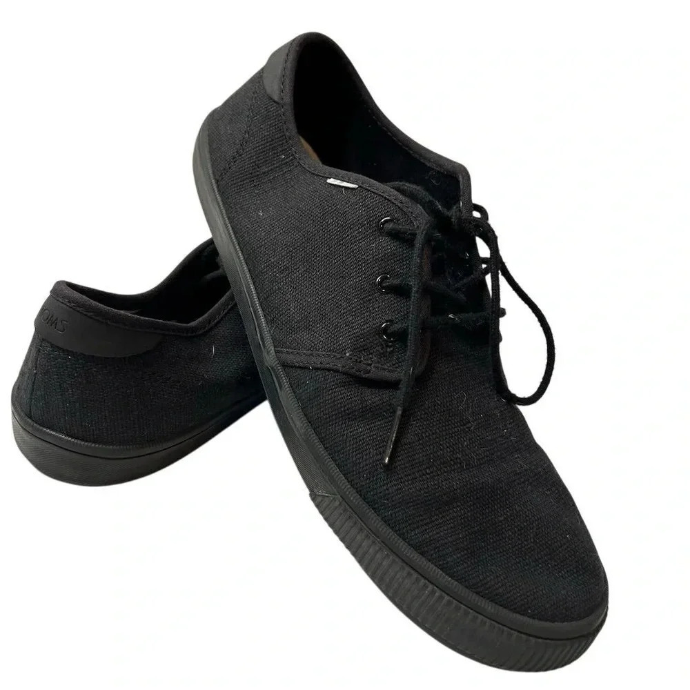 TOMS Men's Carlo‎ Black Canvas Lace-Up Sneakers Size 10 Casual